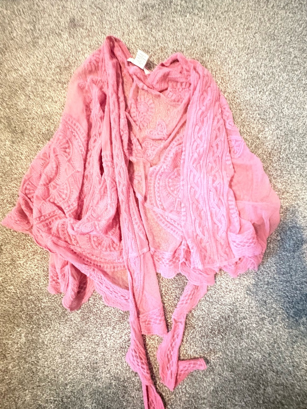Rachel Zoe Pink Lace-Trim Open-Front Shrug